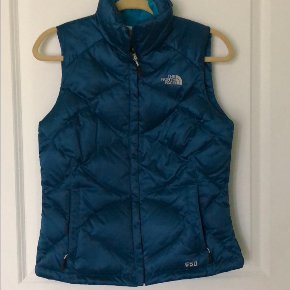 The North Face Peacock Blue Quilted 550 Down Vest